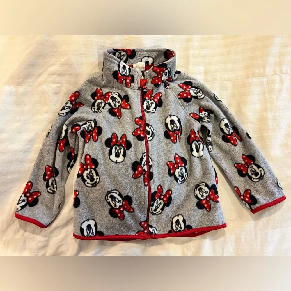 Disney H&M Minnie‎ Mouse Full Zip Fleece Jacket Coat Baby 12-18 Months Gray